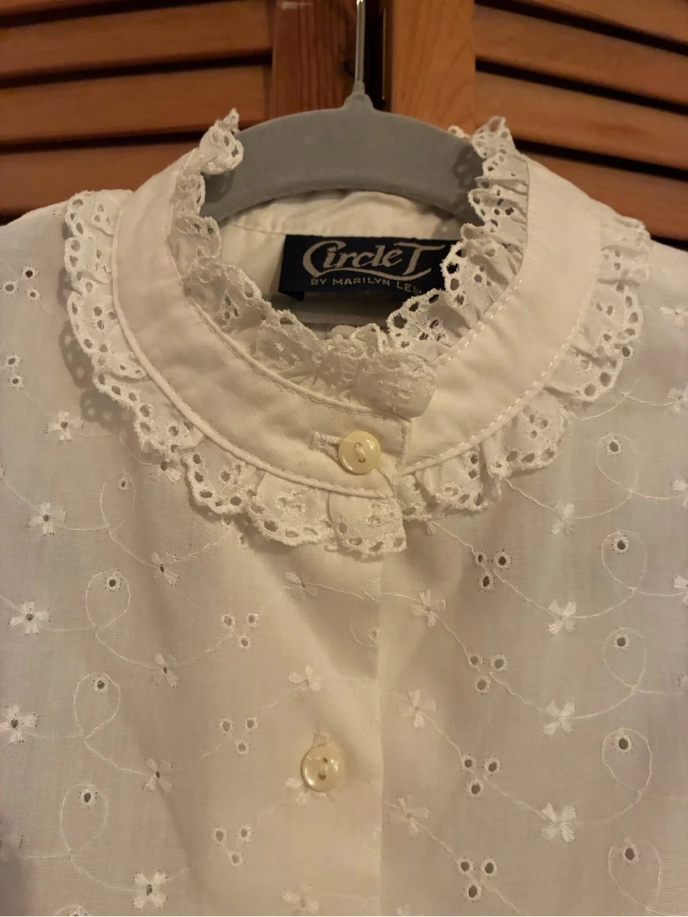 One of a kind Ruffle Eyelet Blouse Vintage Blouse